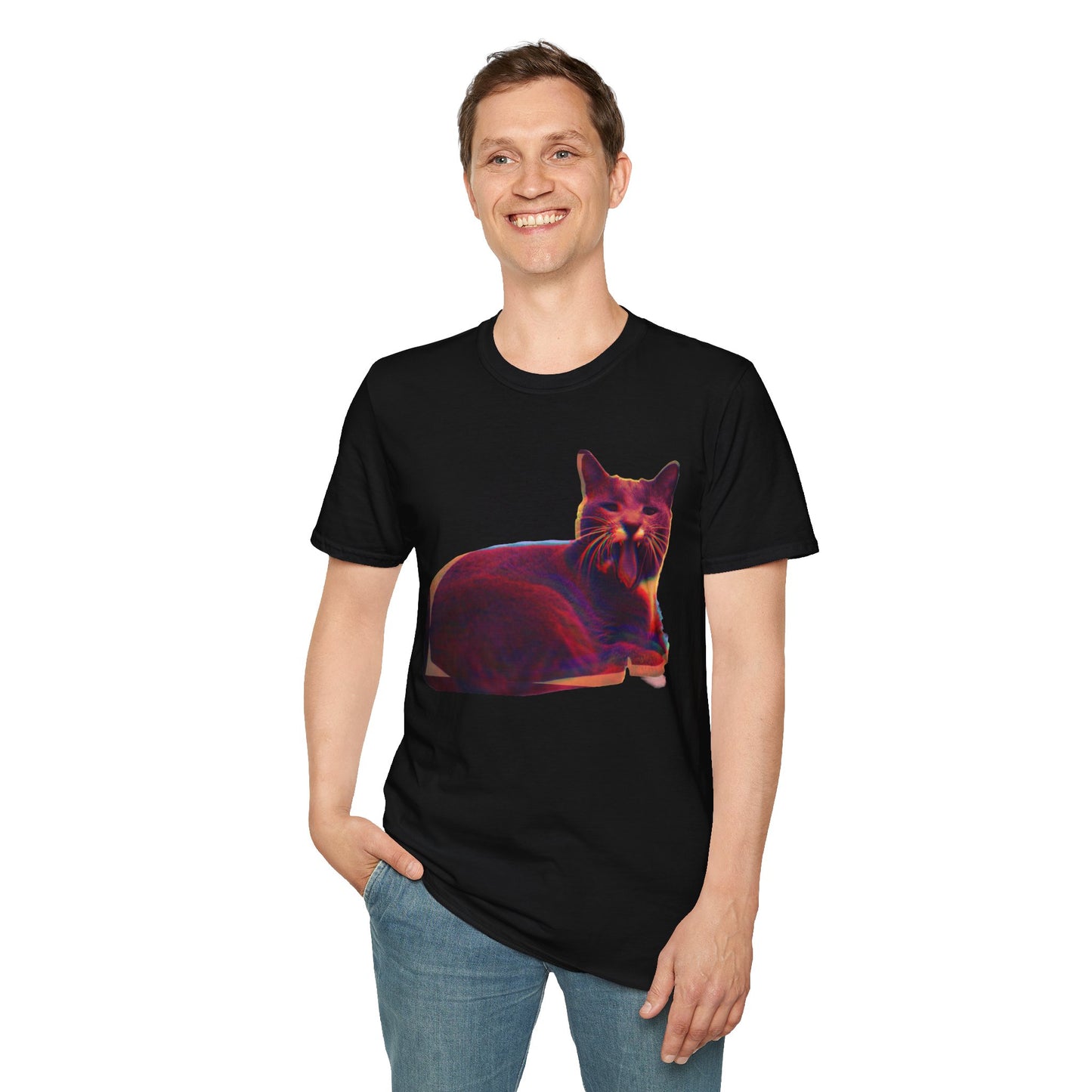 Retro Neon Mochi Cat - Graphic T-Shirt