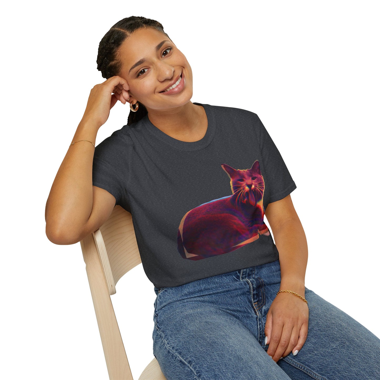 Retro Neon Mochi Cat - Graphic T-Shirt