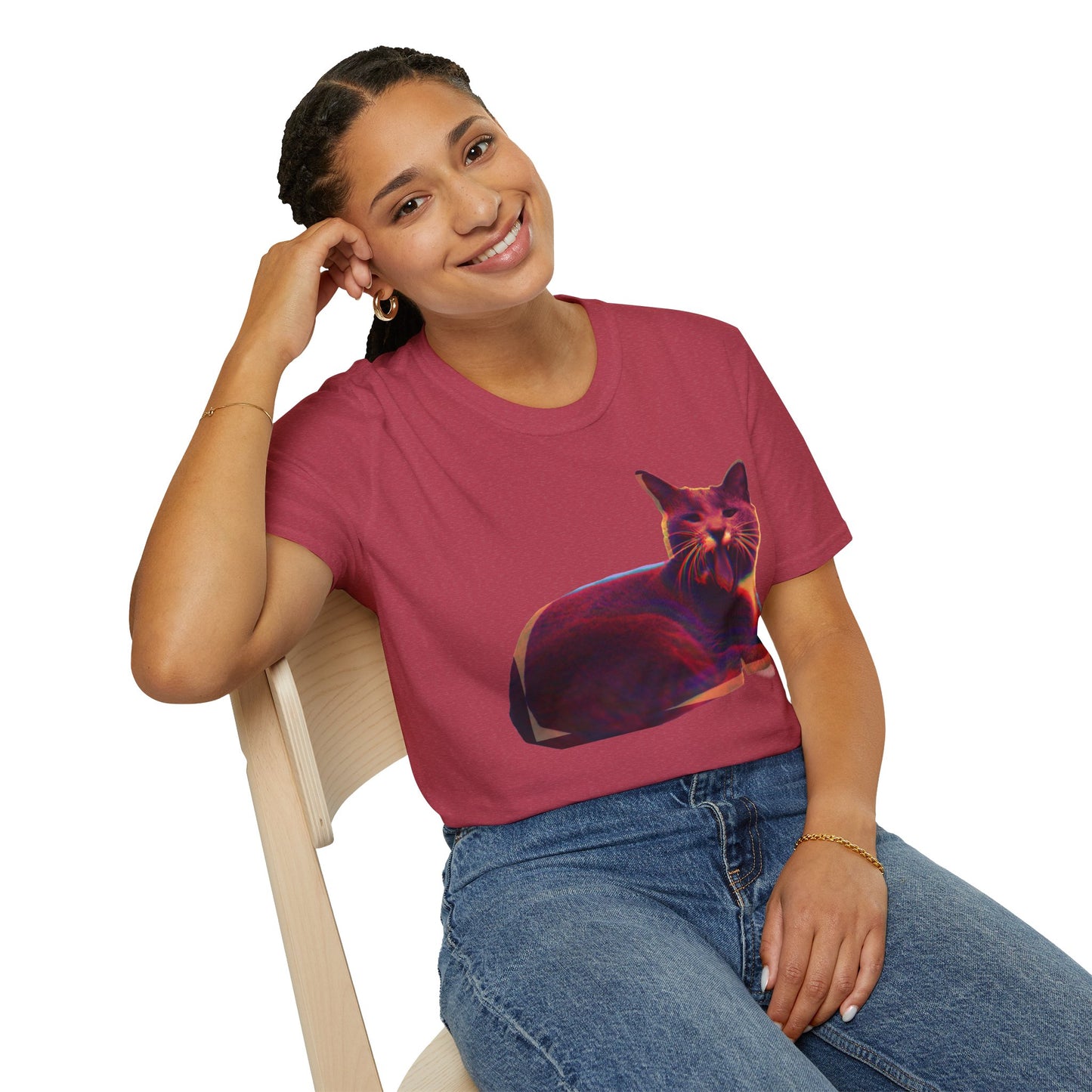 Retro Neon Mochi Cat - Graphic T-Shirt