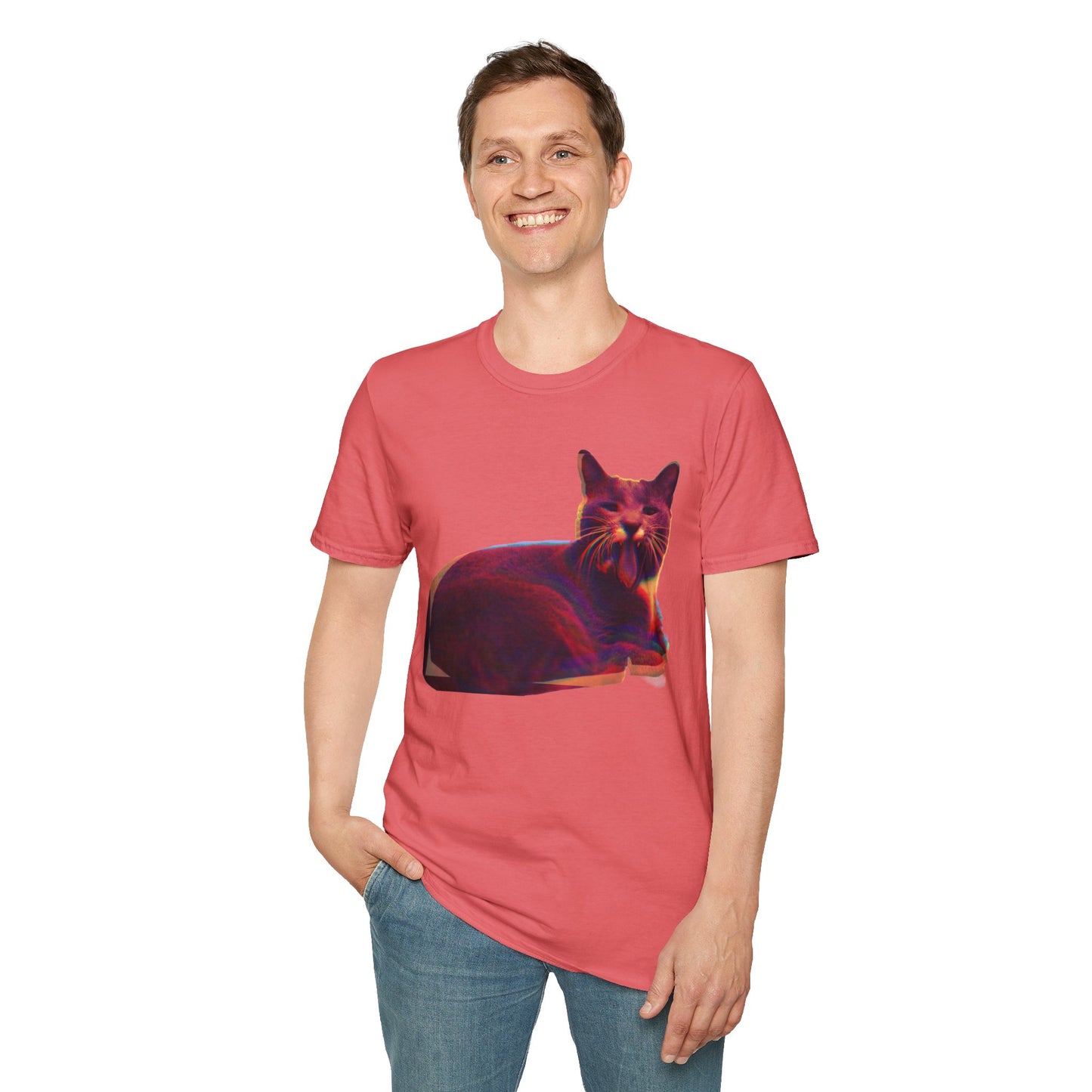 Retro Neon Mochi Cat - Graphic T-Shirt