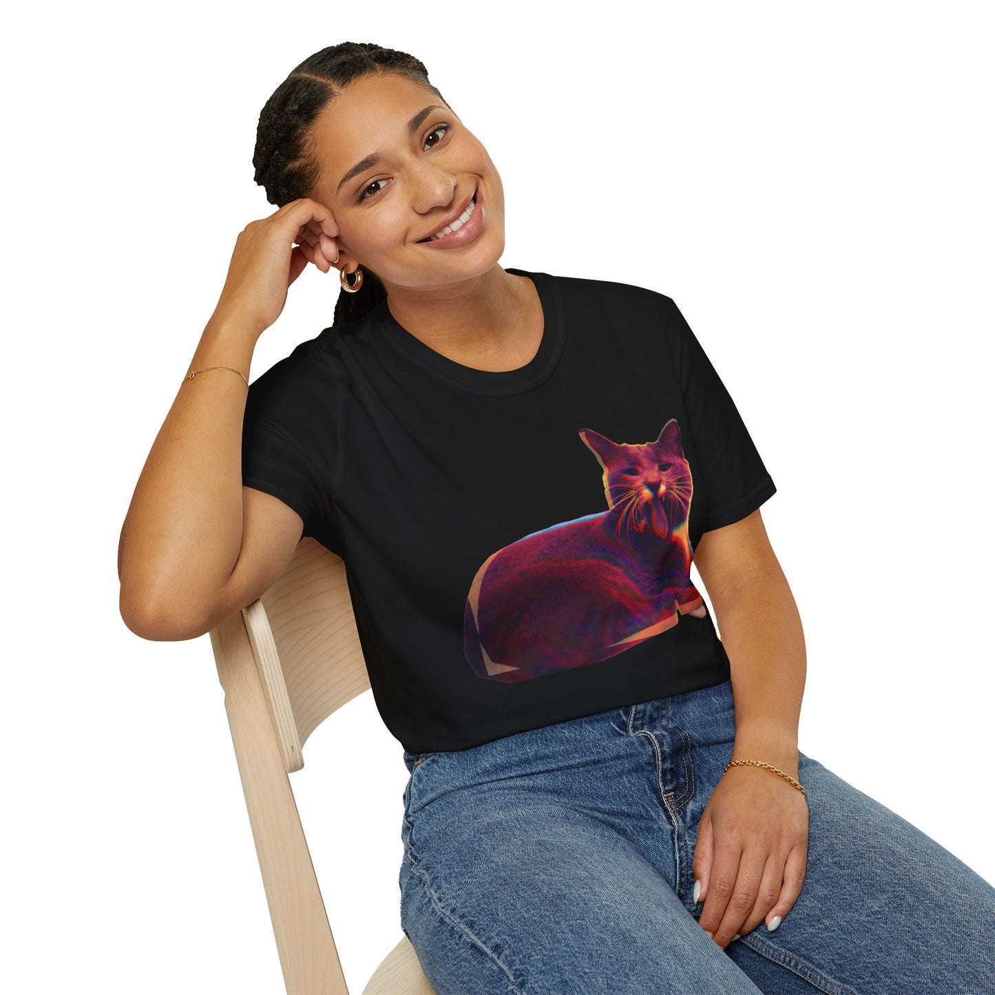 Retro Neon Mochi Cat - Graphic T-Shirt
