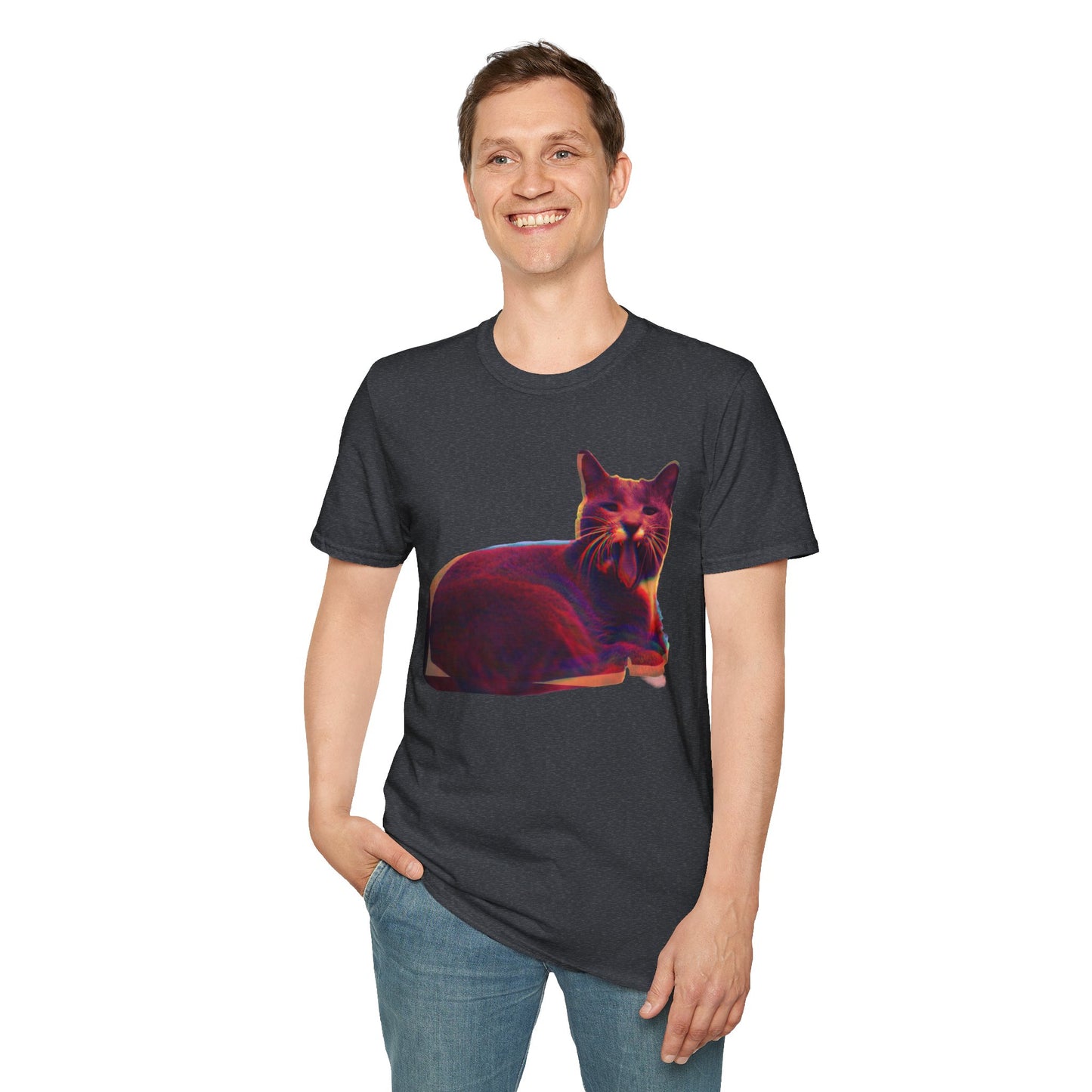 Retro Neon Mochi Cat - Graphic T-Shirt