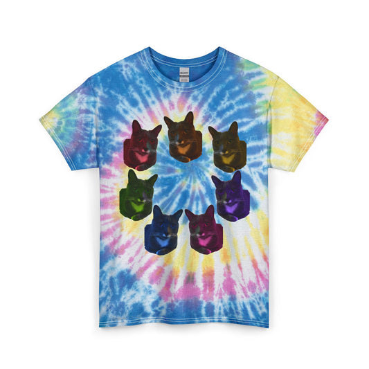 Mochi Cat Graphic T-Shirt - Rainbow Tie Dye